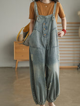 Hole Solid Color Age Reduce Suspenders Casual Pants